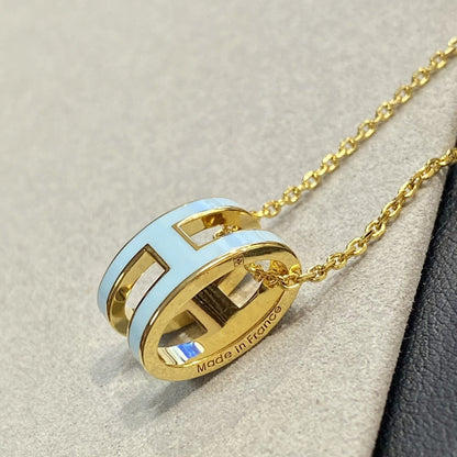 [⭐Hevara Jewelry]POP H LIGHT BLUE NECKLACE