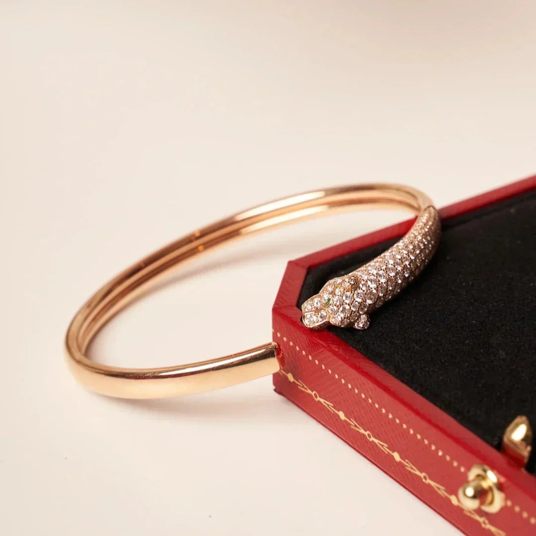 [⭐Hevara Jewelry]PANTHERE HALF DIAMOND OPEN BRACELET