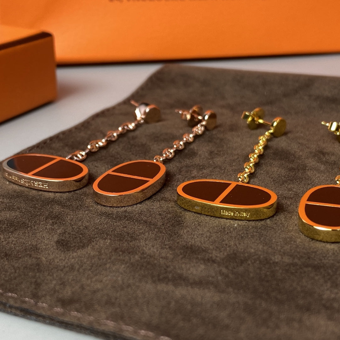 [⭐Hevara Jewelry]CHAINE VERSO BLACK CERAMIC EARRINGS