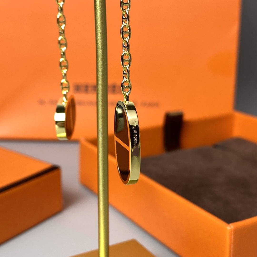 [⭐Hevara Jewelry]CHAINE VERSO BLACK CERAMIC EARRINGS