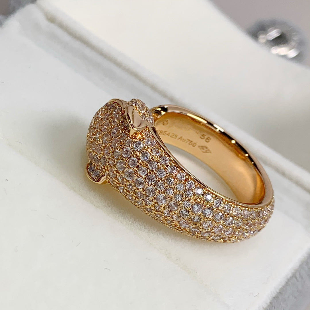 [⭐Hevara Jewelry]PANTHERE PINK GOLD DIAMOND RING