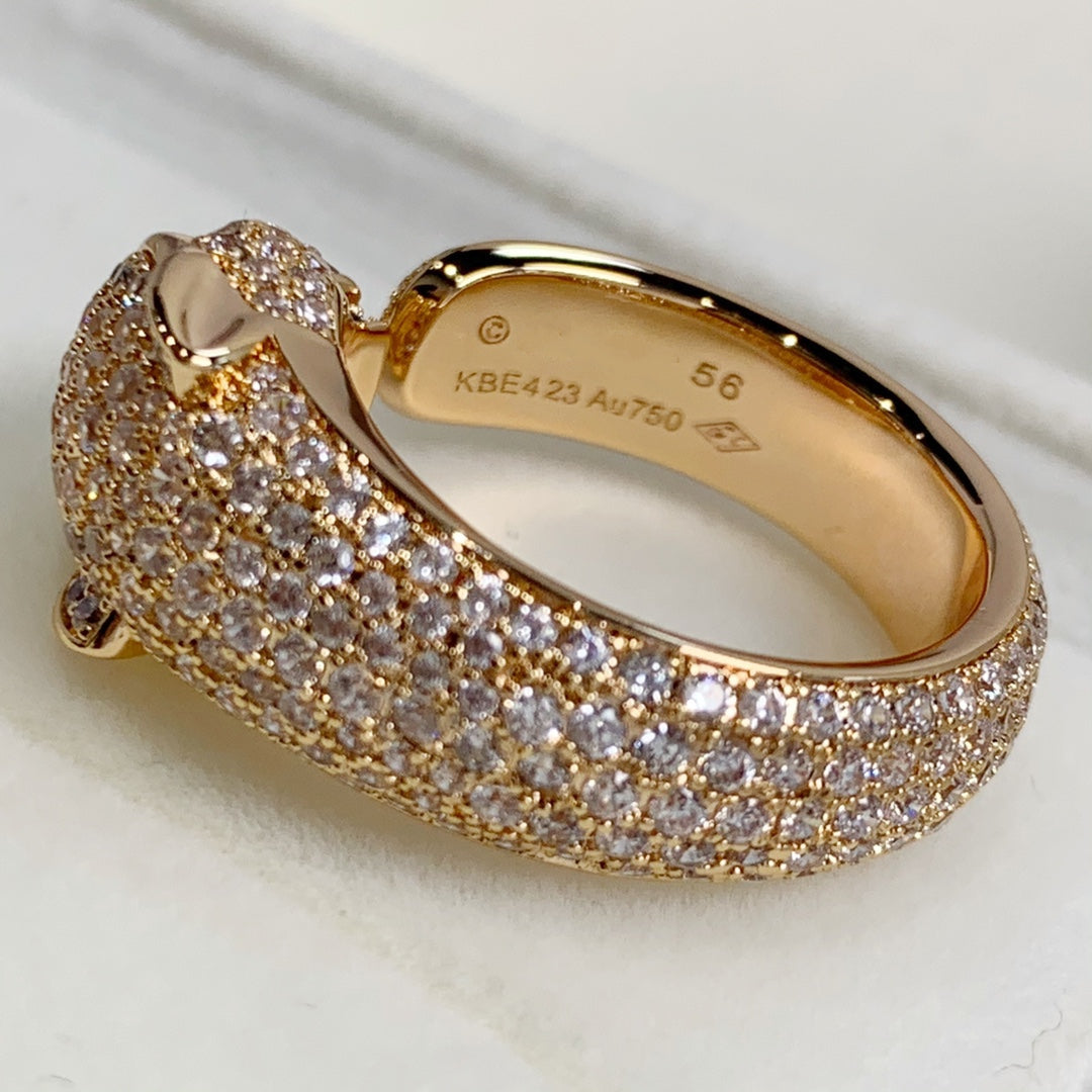 [⭐Hevara Jewelry]PANTHERE PINK GOLD DIAMOND RING