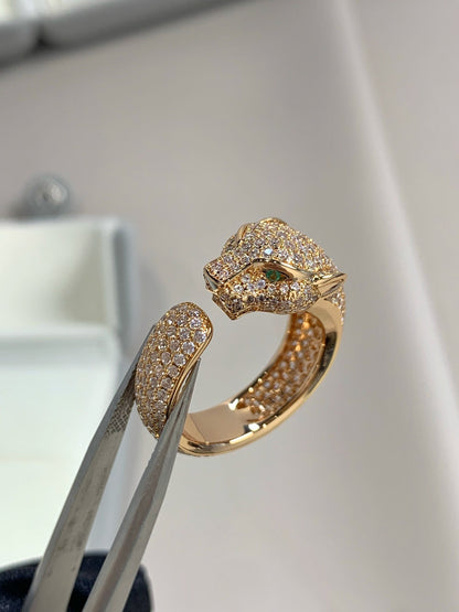 [⭐Hevara Jewelry]PANTHERE PINK GOLD DIAMOND RING