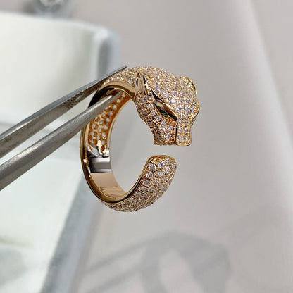 [⭐Hevara Jewelry]PANTHERE PINK GOLD DIAMOND RING