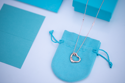 [Hevara Jewelry]OPEN HEART PEDANT PINK GOLD NECKLACE