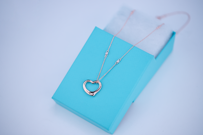 [Hevara Jewelry]OPEN HEART PEDANT PINK GOLD NECKLACE