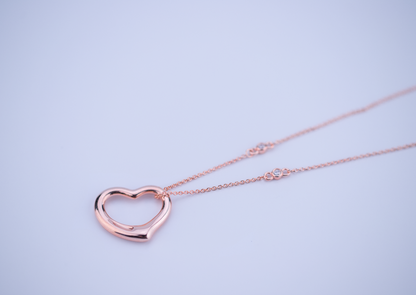 [Hevara Jewelry]OPEN HEART PEDANT PINK GOLD NECKLACE