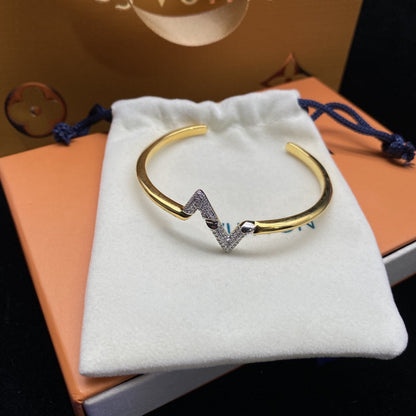 [⭐Hevara Jewelry]VOLTE UPSITE DOWN DIAMOND GOLD OPEN BRACELET