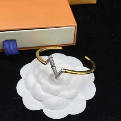 [⭐Hevara Jewelry]VOLTE UPSITE DOWN DIAMOND GOLD OPEN BRACELET
