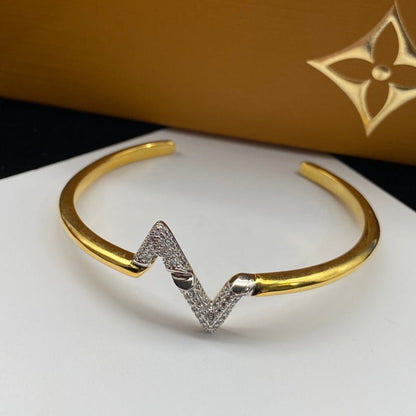 [⭐Hevara Jewelry]VOLTE UPSITE DOWN DIAMOND GOLD OPEN BRACELET