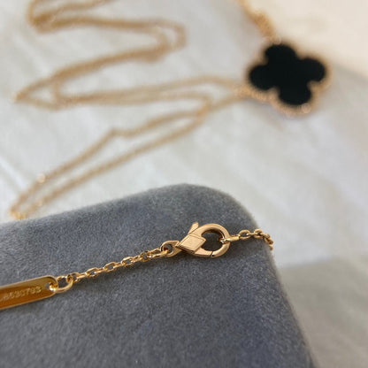 [⭐Hevara Jewelry]CLOVER 25MM NECKLACE GOLD ONYX