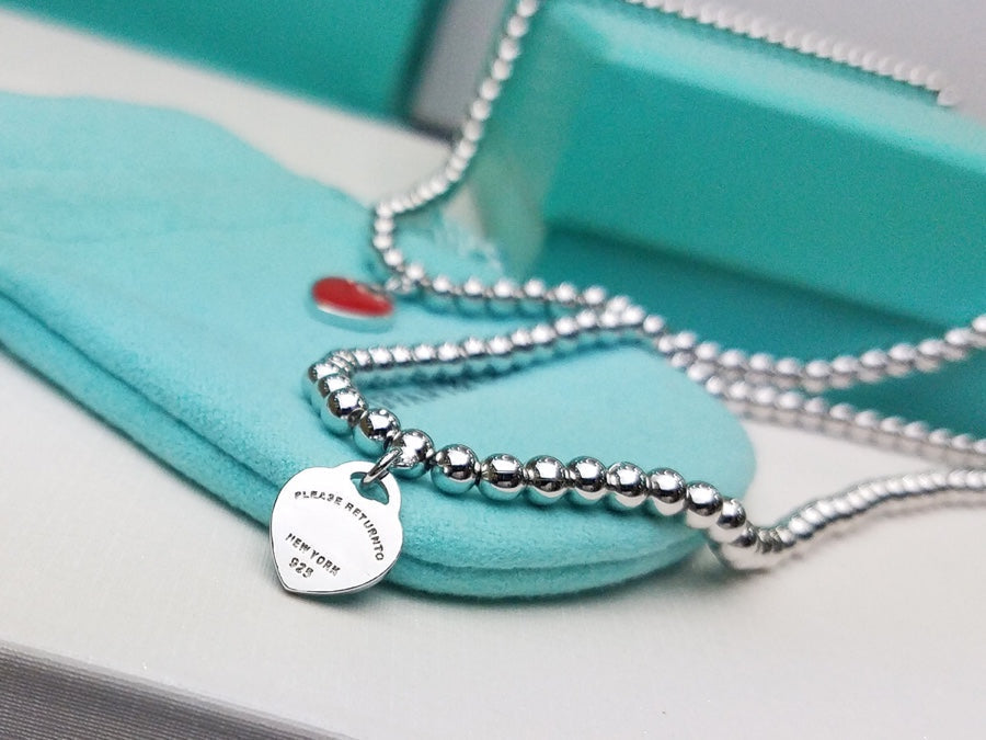 [Hevara Jewelry]HEART PEDANT SILVER BALL CHAIN NECKLACE