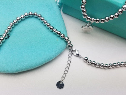[Hevara Jewelry]HEART PEDANT SILVER BALL CHAIN NECKLACE