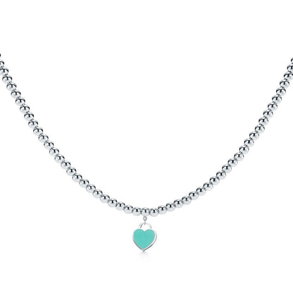 [Hevara Jewelry]HEART PEDANT SILVER BALL CHAIN NECKLACE