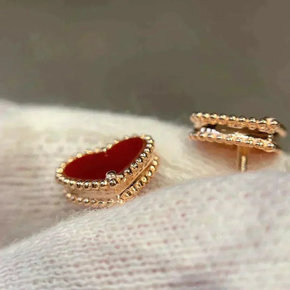 [⭐Hevara Jewelry]HEART CARNELIAN STUD EARRINGS