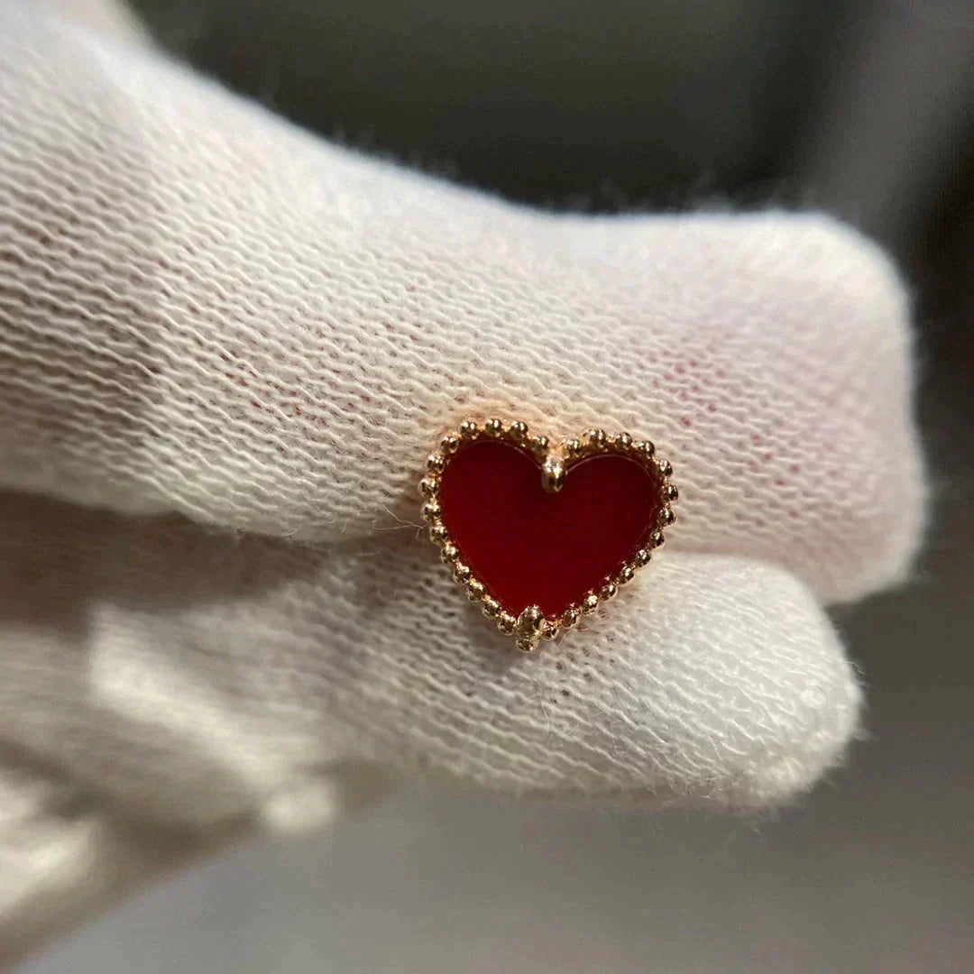 [⭐Hevara Jewelry]HEART CARNELIAN STUD EARRINGS