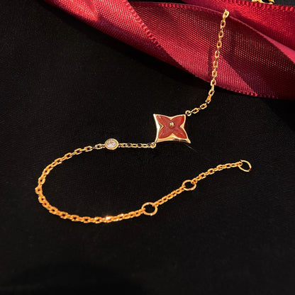 [⭐Hevara Jewelry]COLOR STAR CARNELIAN PINK GOLD DIAMOND BRACELET