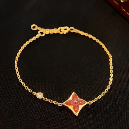 [⭐Hevara Jewelry]COLOR STAR CARNELIAN PINK GOLD DIAMOND BRACELET