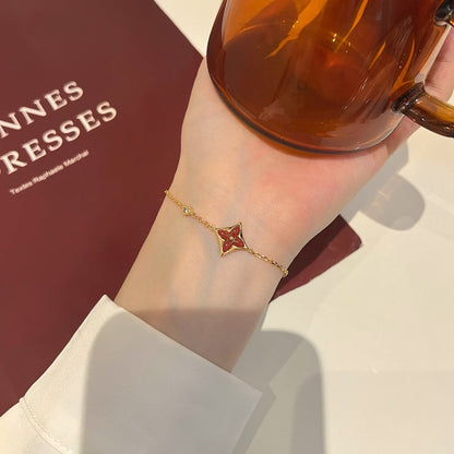 [⭐Hevara Jewelry]COLOR STAR CARNELIAN PINK GOLD DIAMOND BRACELET