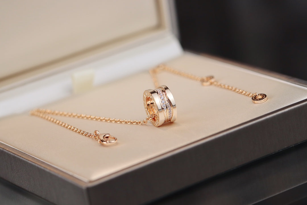 [⭐Hevara Jewelry]ZERO 1 PINK GOLD DIAMOND NECKLACE