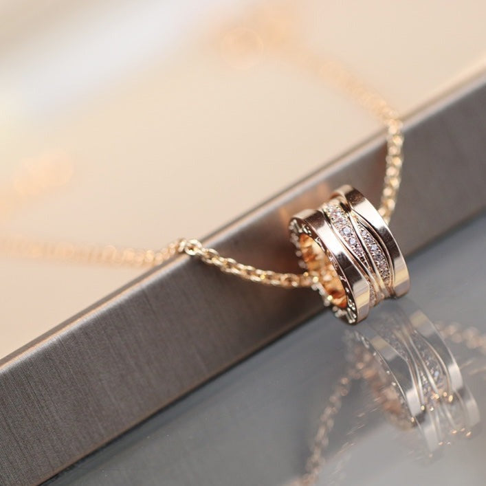 [⭐Hevara Jewelry]ZERO 1 PINK GOLD DIAMOND NECKLACE