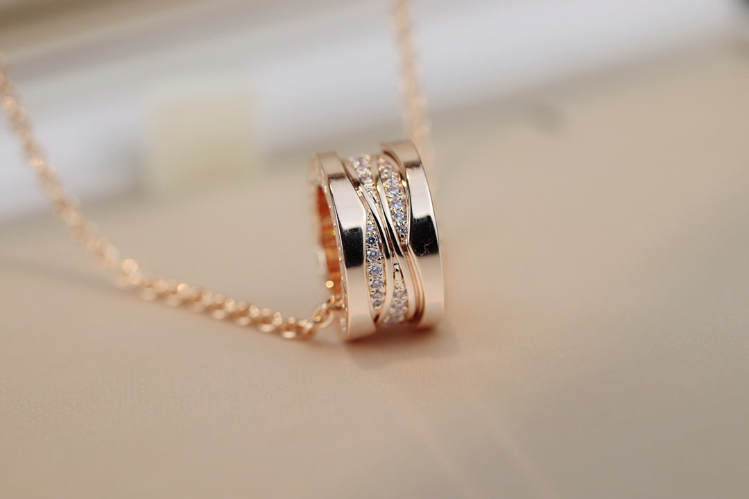 [⭐Hevara Jewelry]ZERO 1 PINK GOLD DIAMOND NECKLACE