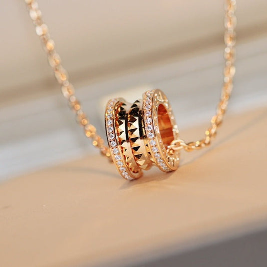 [⭐Hevara Jewelry]ZERO 1 ROCK PEDANT PINK GOLD NECKLACE