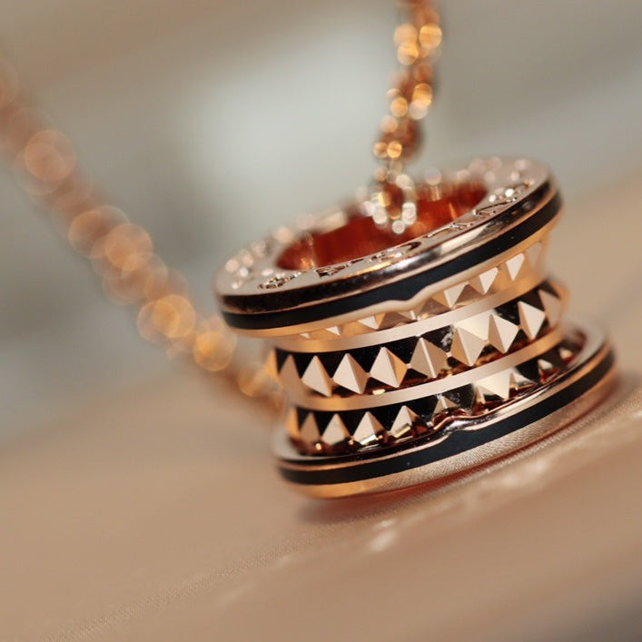 [⭐Hevara Jewelry]ZERO 1 ROCK PEDANT PINK GOLD BLACK NECKLACE