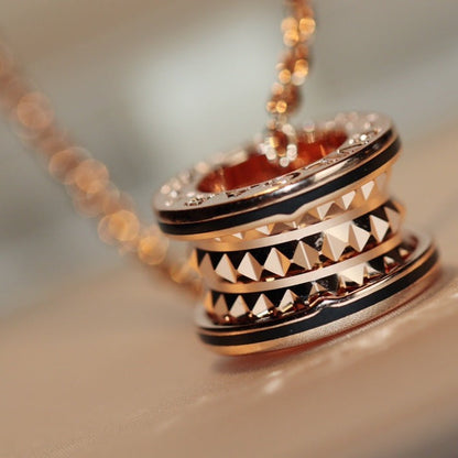[⭐Hevara Jewelry]ZERO 1 ROCK PEDANT PINK GOLD BLACK NECKLACE