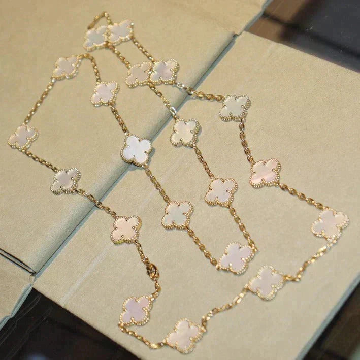 [⭐Hevara Jewelry]CLOVER 20 MOTIFS WHITE MOP NECKLACE