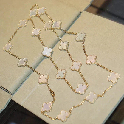 [⭐Hevara Jewelry]CLOVER 20 MOTIFS WHITE MOP NECKLACE