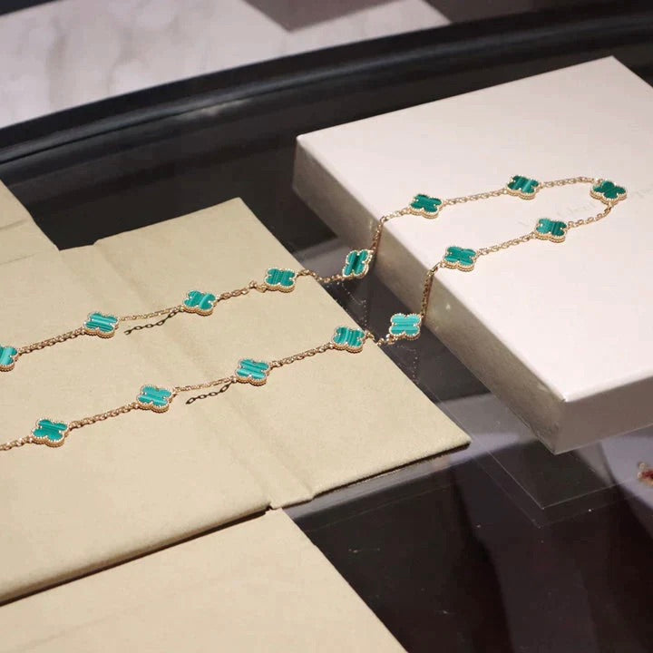 [⭐Hevara Jewelry]CLOVER 20 MOTIFS MALACHITE GOLD
