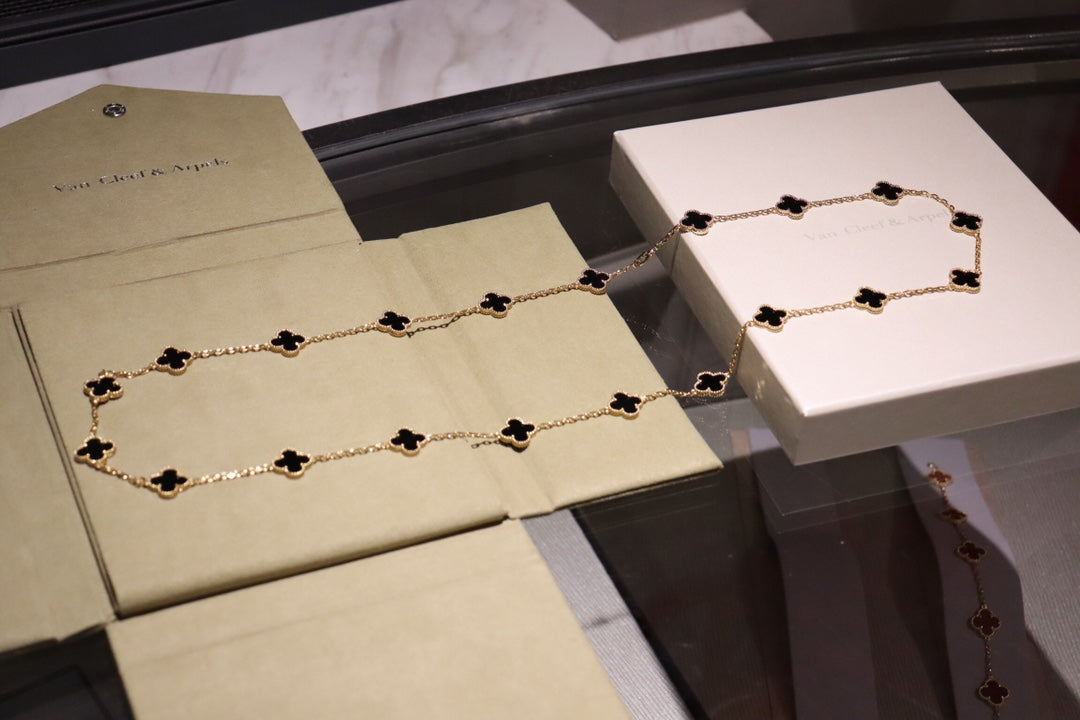[⭐Hevara Jewelry]CLOVER 20 MOTIFS ONYX ROSE GOLD