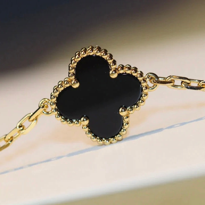 [⭐Hevara Jewelry]CLOVER 20 MOTIFS ONYX NECKLACE