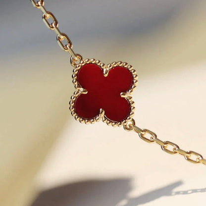 [⭐Hevara Jewelry]CLOVER 20 MOTIFS CARNELIAN NECKLACE
