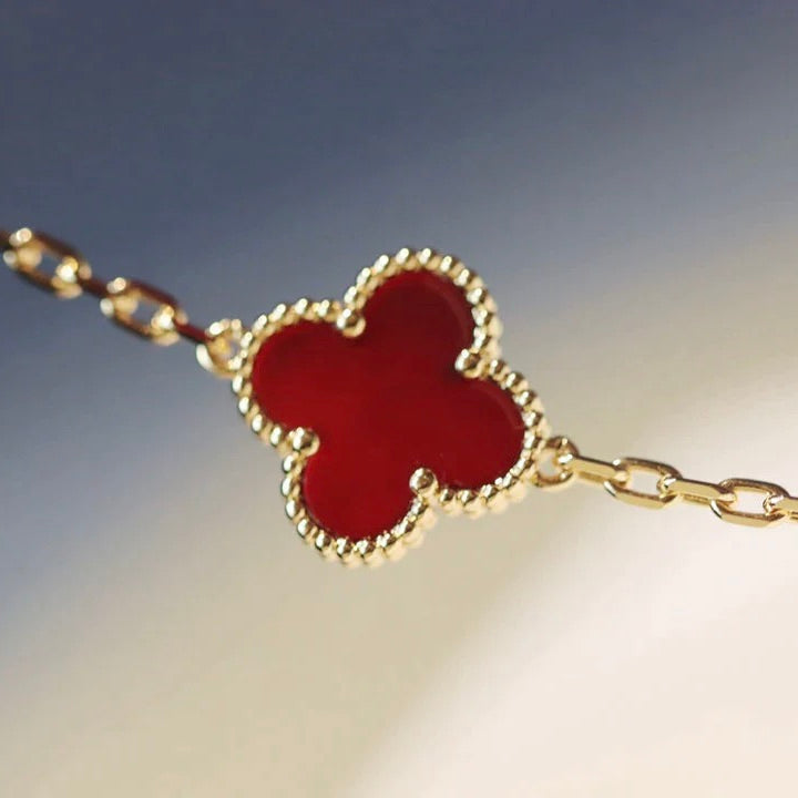 [⭐Hevara Jewelry]CLOVER 20 MOTIFS CARNELIAN NECKLACE