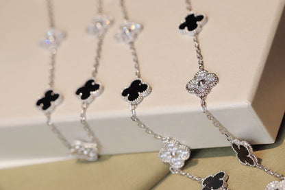 [⭐Hevara Jewelry]CLOVER 20 MOTIFS ONYX DIAMOND SILVER