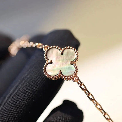 [⭐Hevara Jewelry]CLOVER 20 MOTIFS DARK MOP DIAMOND  NECKLACE
