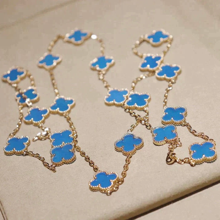 [⭐Hevara Jewelry]CLOVER 20 MOTIFS TURQUOISE GOLD
