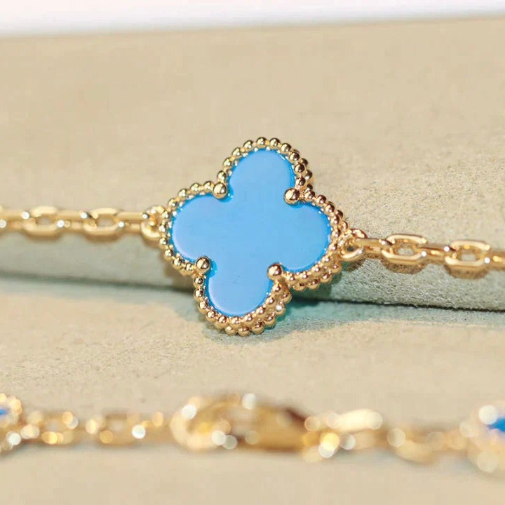 [⭐Hevara Jewelry]CLOVER 20 MOTIFS TURQUOISE GOLD