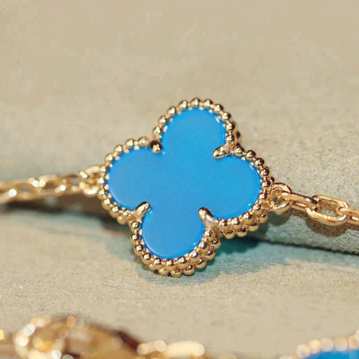 [⭐Hevara Jewelry]CLOVER 20 MOTIFS TURQUOISE GOLD