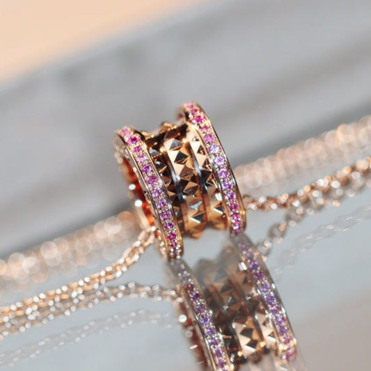 [⭐Hevara Jewelry]ZERO 1 ROCK PINK GOLD PINK DIAMOND NECKLACE