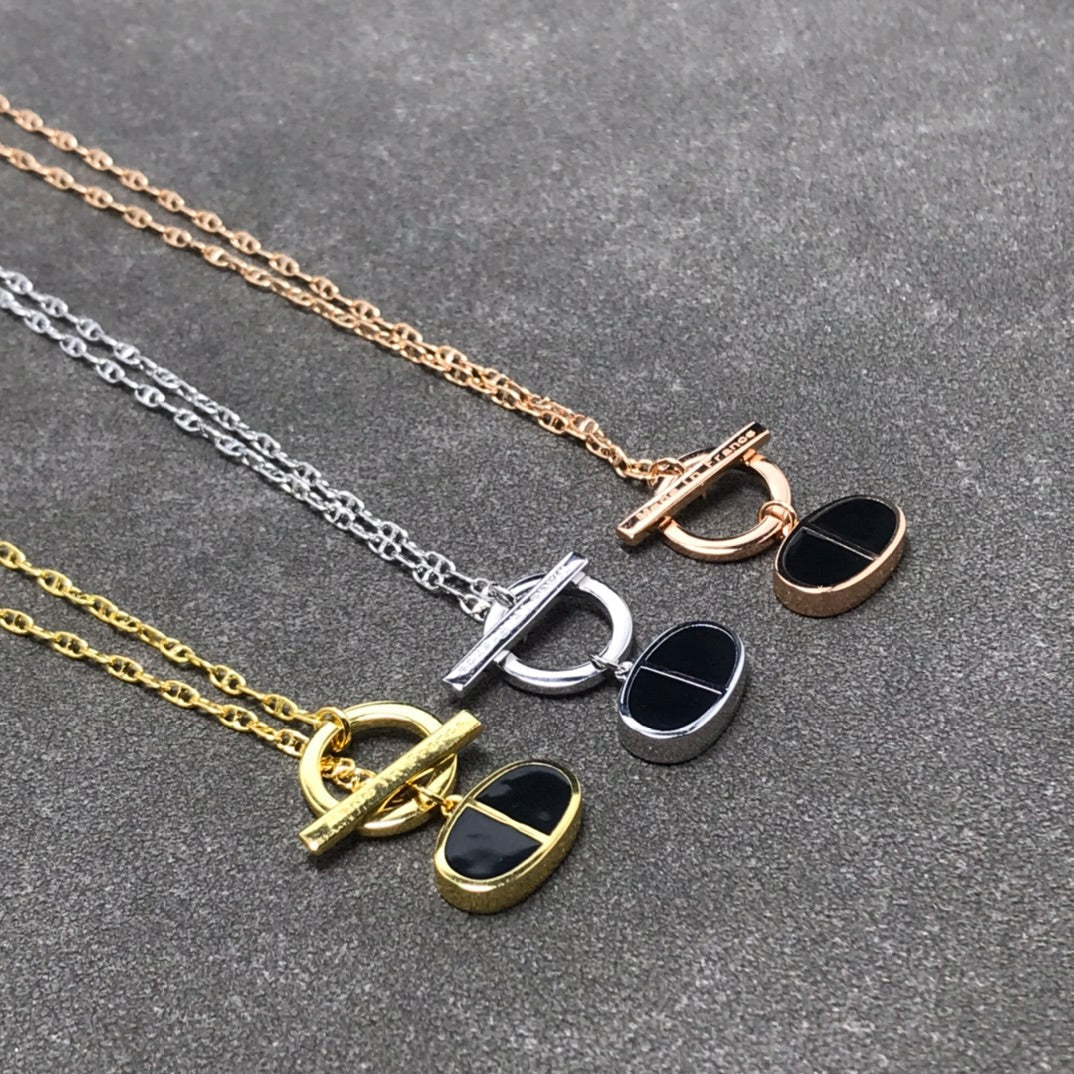 [⭐Hevara Jewelry]CHAINE VERSO BLACK CERAMIC  NECKLACE