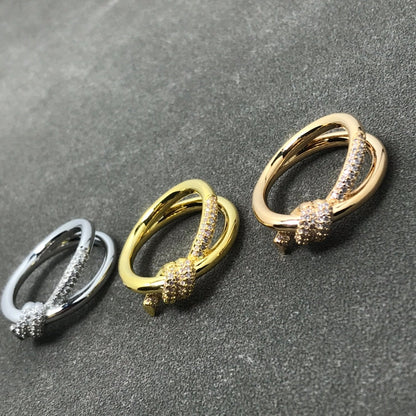 [Hevara Jewelry]KNOT RING DOUBLE ROW DIAMOND
