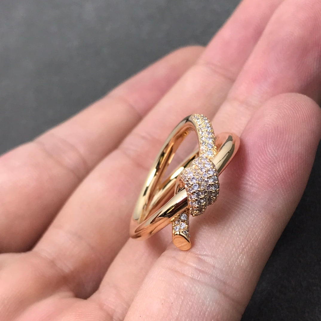 [Hevara Jewelry]KNOT RING DOUBLE ROW DIAMOND