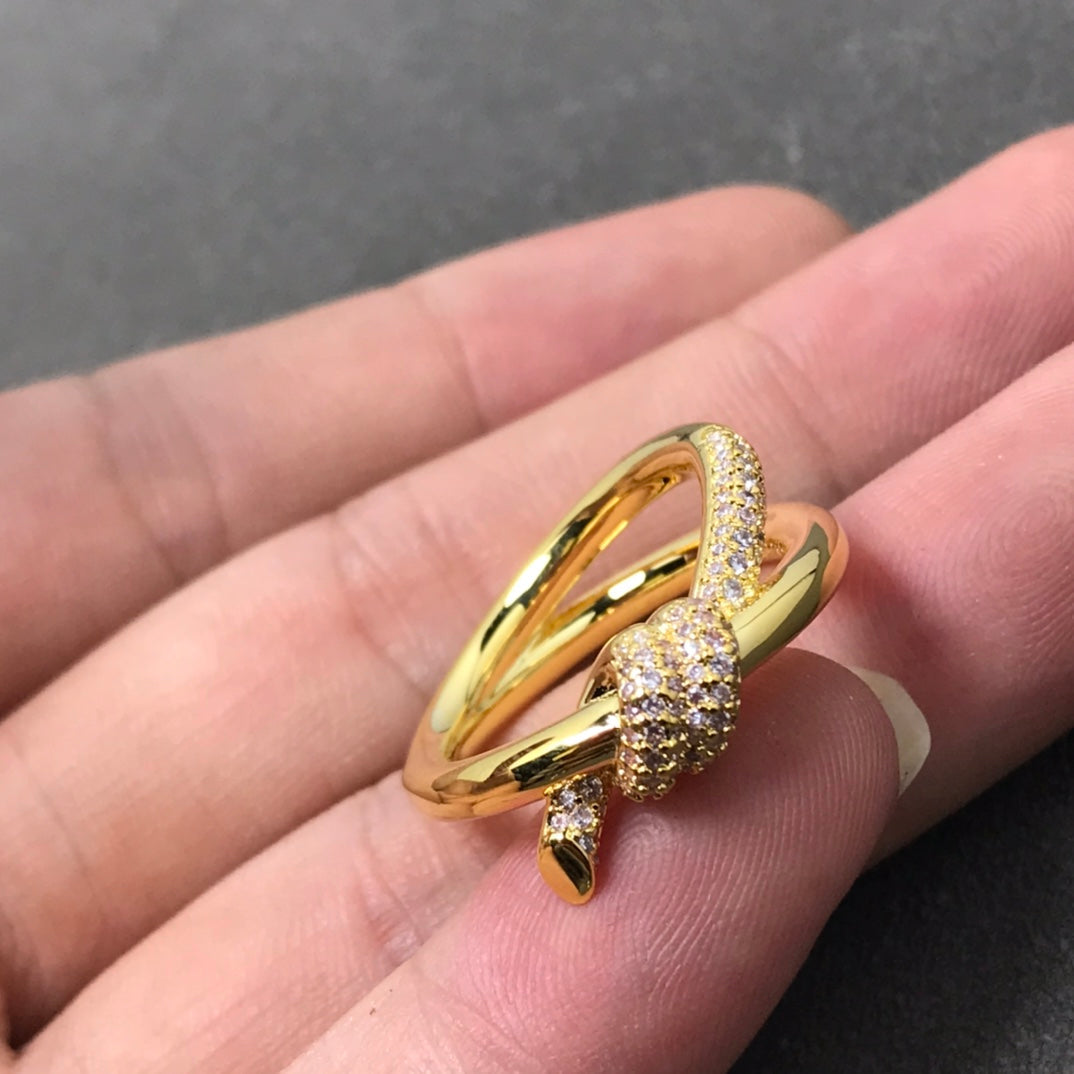 [Hevara Jewelry]KNOT RING DOUBLE ROW DIAMOND