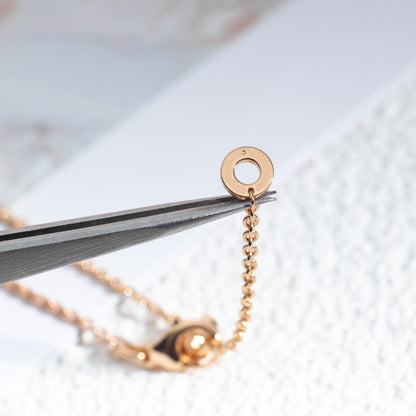 [⭐Hevara Jewelry]ZERO 1 WHITE CERAMIC PINK GOLD DIAMOND NECKLACE