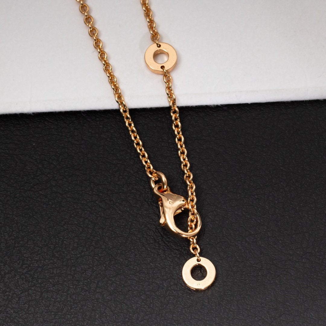 [⭐Hevara Jewelry]ZERO 1 WHITE CERAMIC PINK GOLD DIAMOND NECKLACE