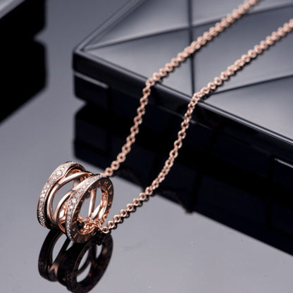 [⭐Hevara Jewelry]ZERO 1 PINK GOLD DIAMOND OPEN NECKLACE