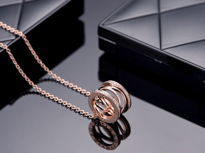 [⭐Hevara Jewelry]ZERO 1 PINK GOLD DIAMOND OPEN NECKLACE